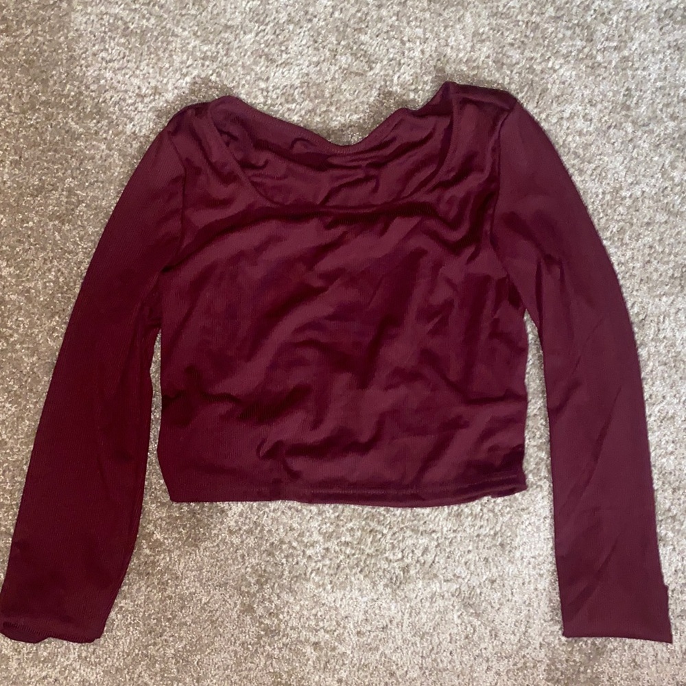 SHEIN Wine Red Long Sleeve Blouse